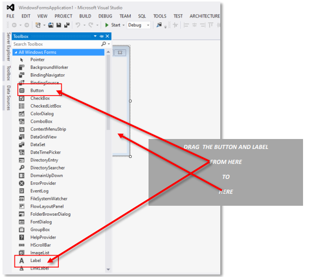Dragging a Button onto the Form Designer